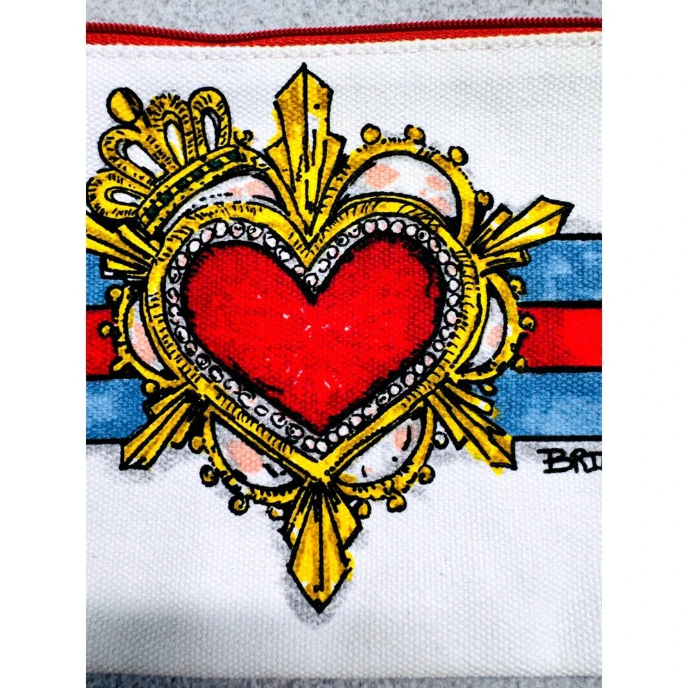 Brighton Heart Canvas Zip Cosmetic Makeup Pouch Travel Organizer Tom Clancey Art